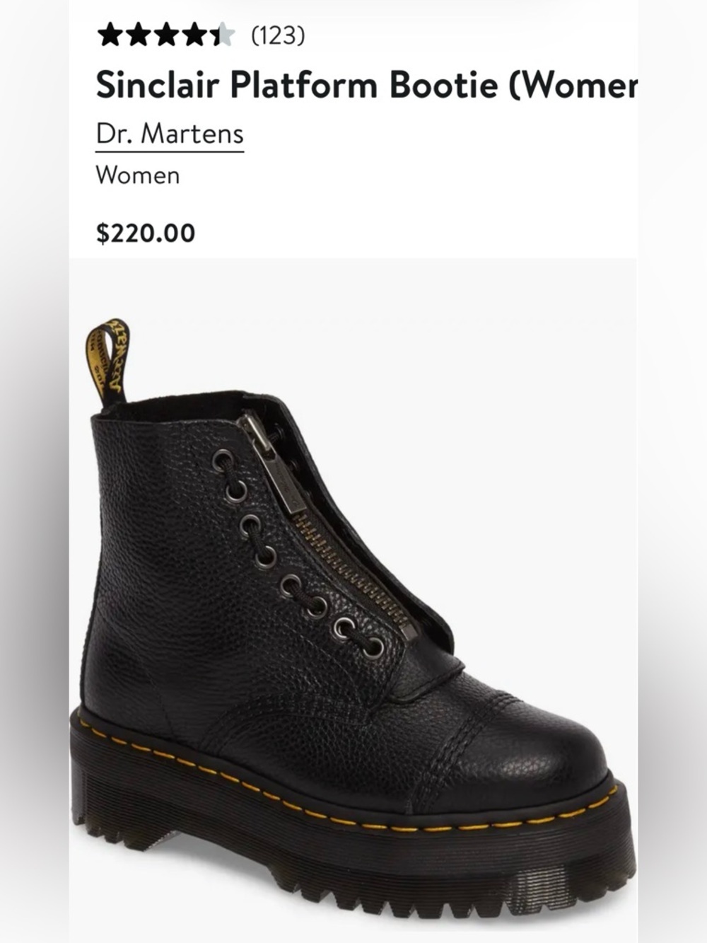 Dr. Martens Black Sinclair leather Zip-Front Combat Boots. - Picture 2 of 10